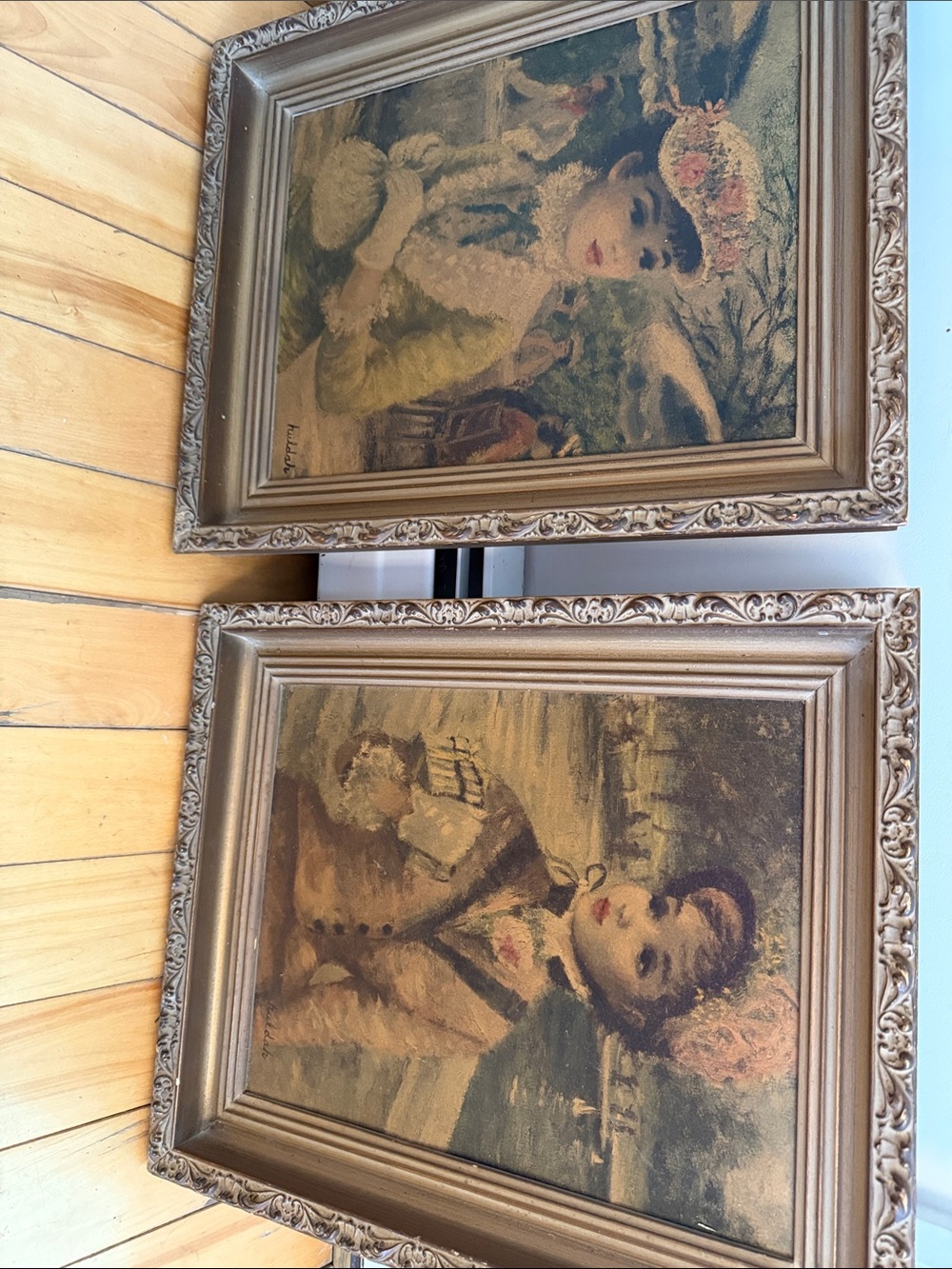 Huldah  Vintage-Style Framed Home Art Pair in Gold